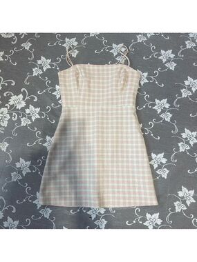 Aritzia Wilfred Classic Mini Dress in Pink Check Sz 2